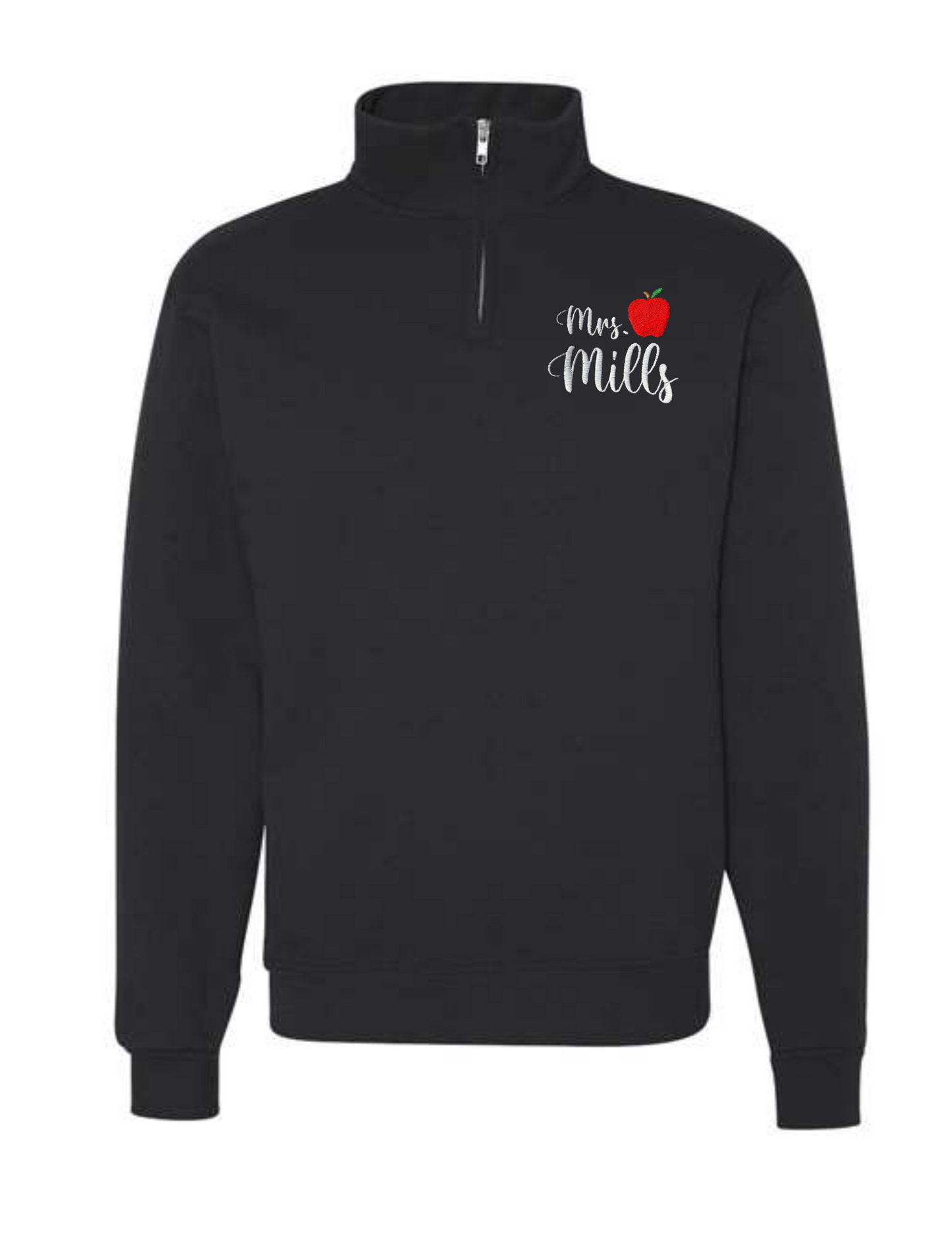 Custom Embroidered Teacher Quarter Zips(Apple)