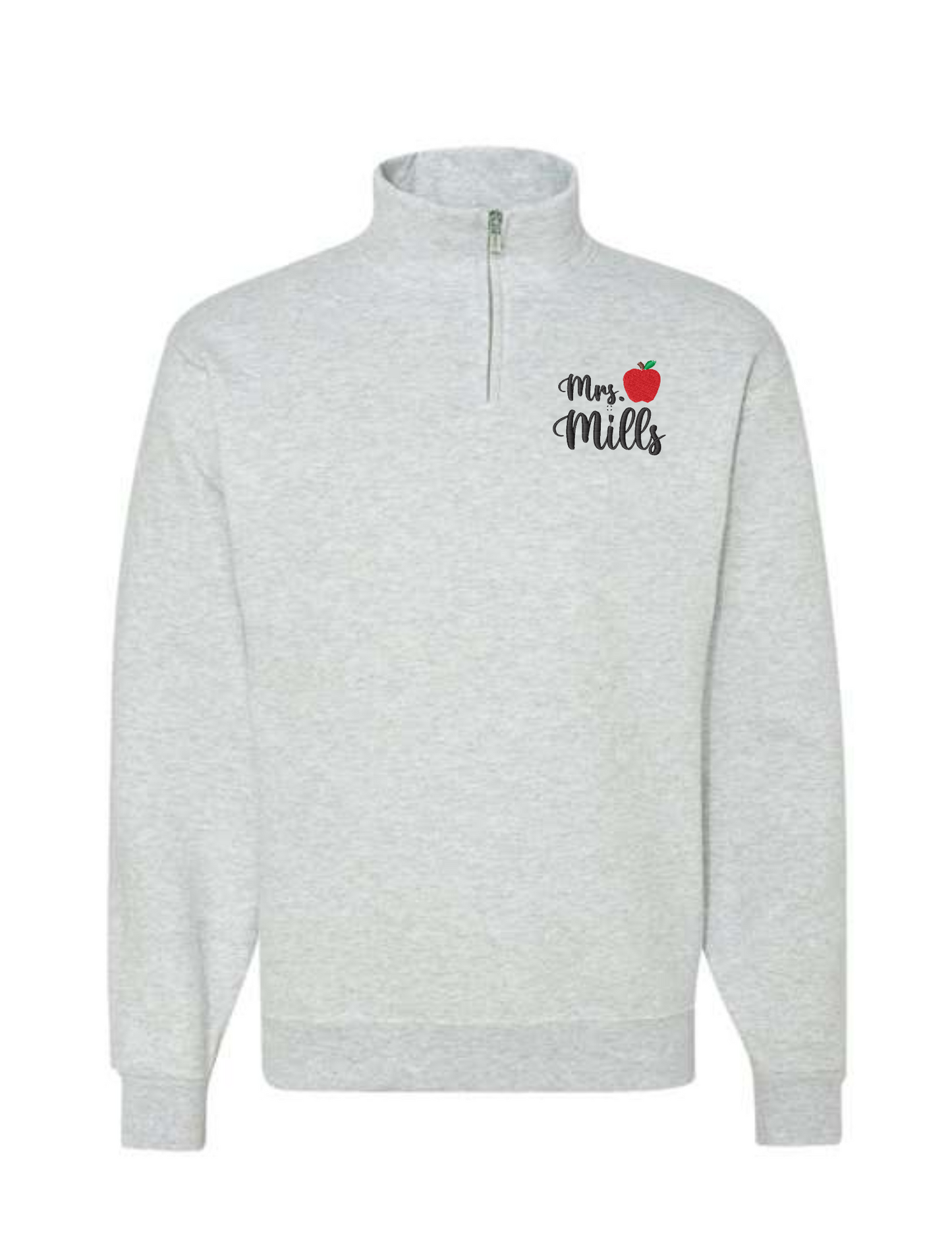 Custom Embroidered Teacher Quarter Zips(Apple)