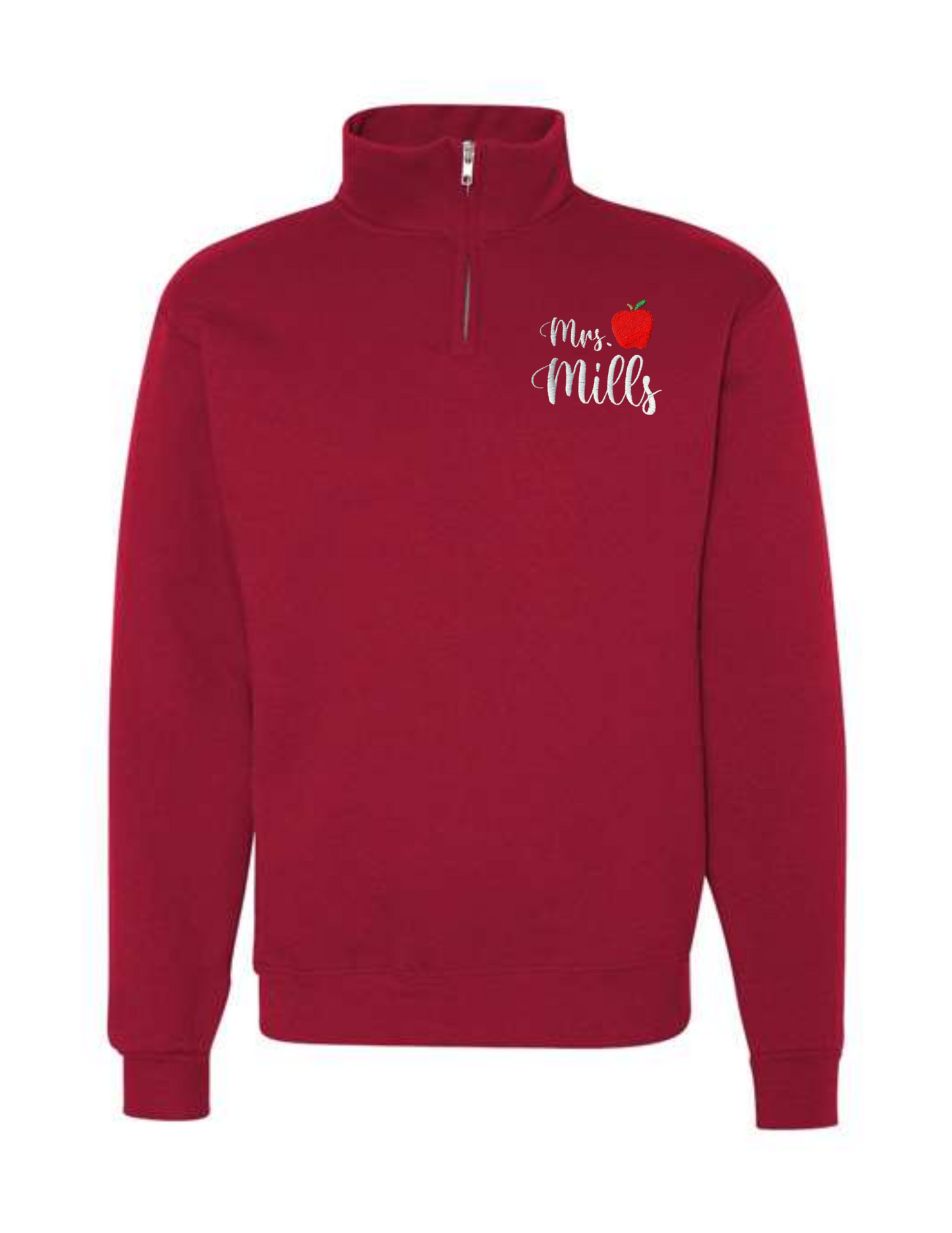 Custom Embroidered Teacher Quarter Zips(Apple)