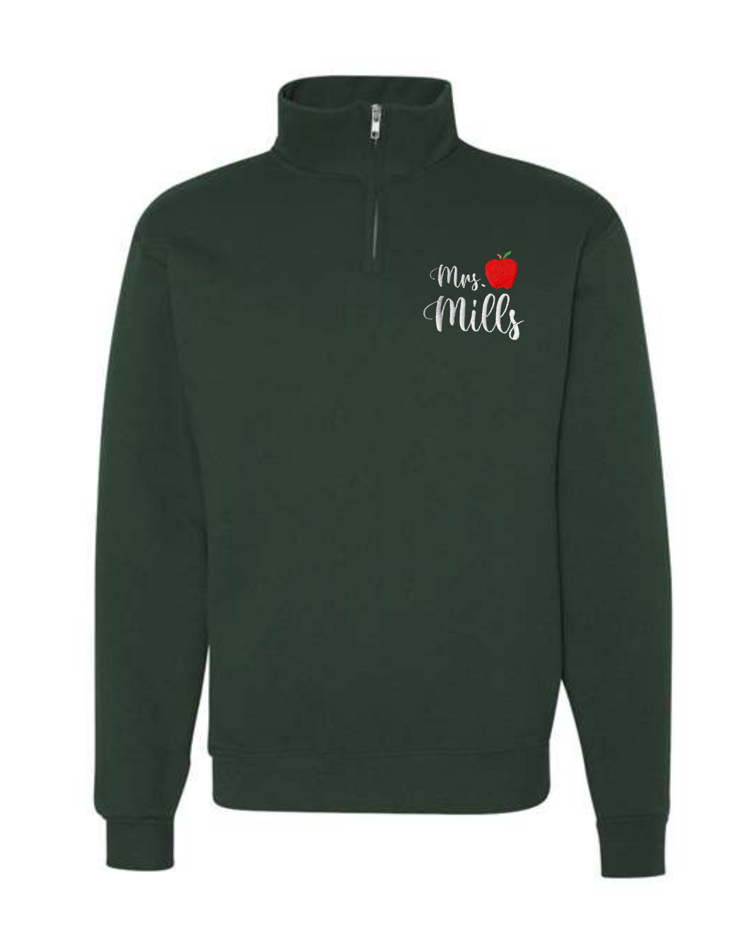 Custom Embroidered Teacher Quarter Zips(Apple)