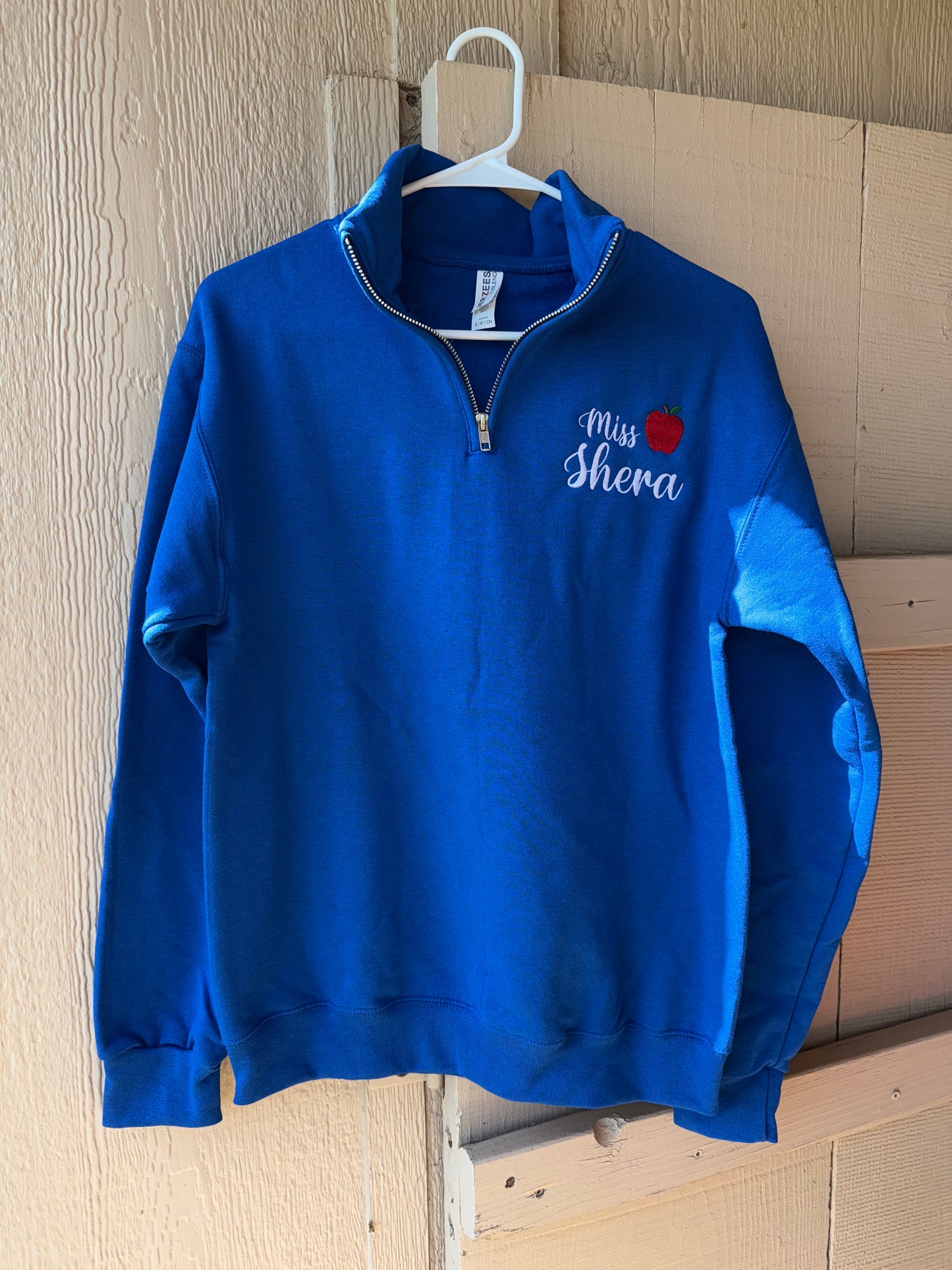 Custom Embroidered Teacher Quarter Zips(Apple)