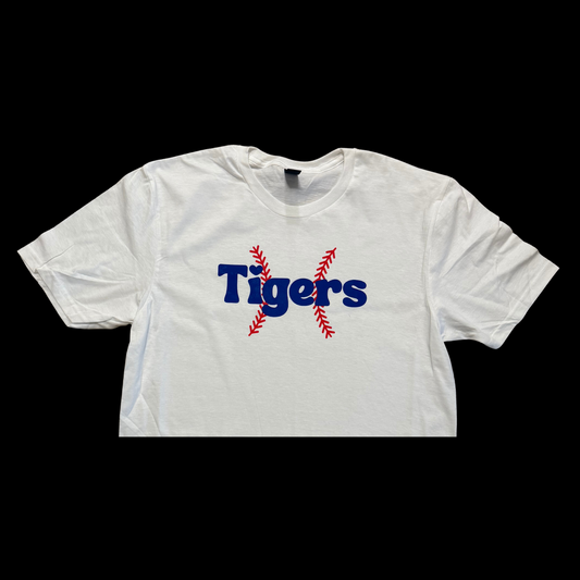Tigers White Baseball Seam Tshirt